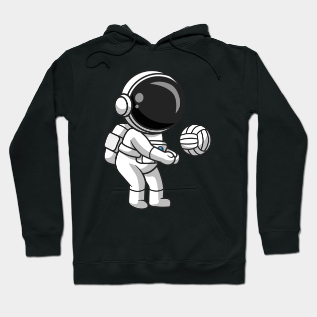 Cute Astronaut Playing Volley Ball Cartoon Hoodie by Catalyst Labs